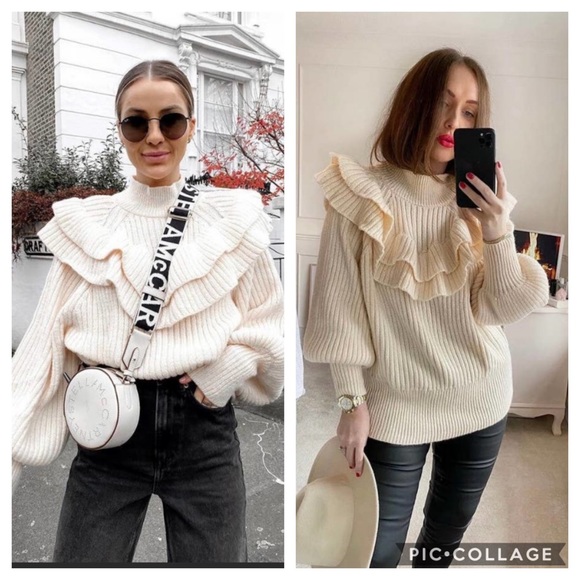 H&M Sweaters - NWT H&M *Bloggers Fave* Flounce Rib-Knit Sweater